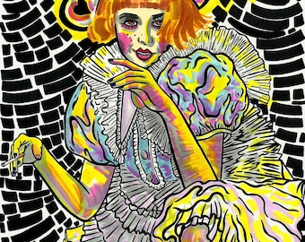 Jessie Buckley Sally Bowles Kit Kat Club Cabaret Marker Pen Illustration A4 Print