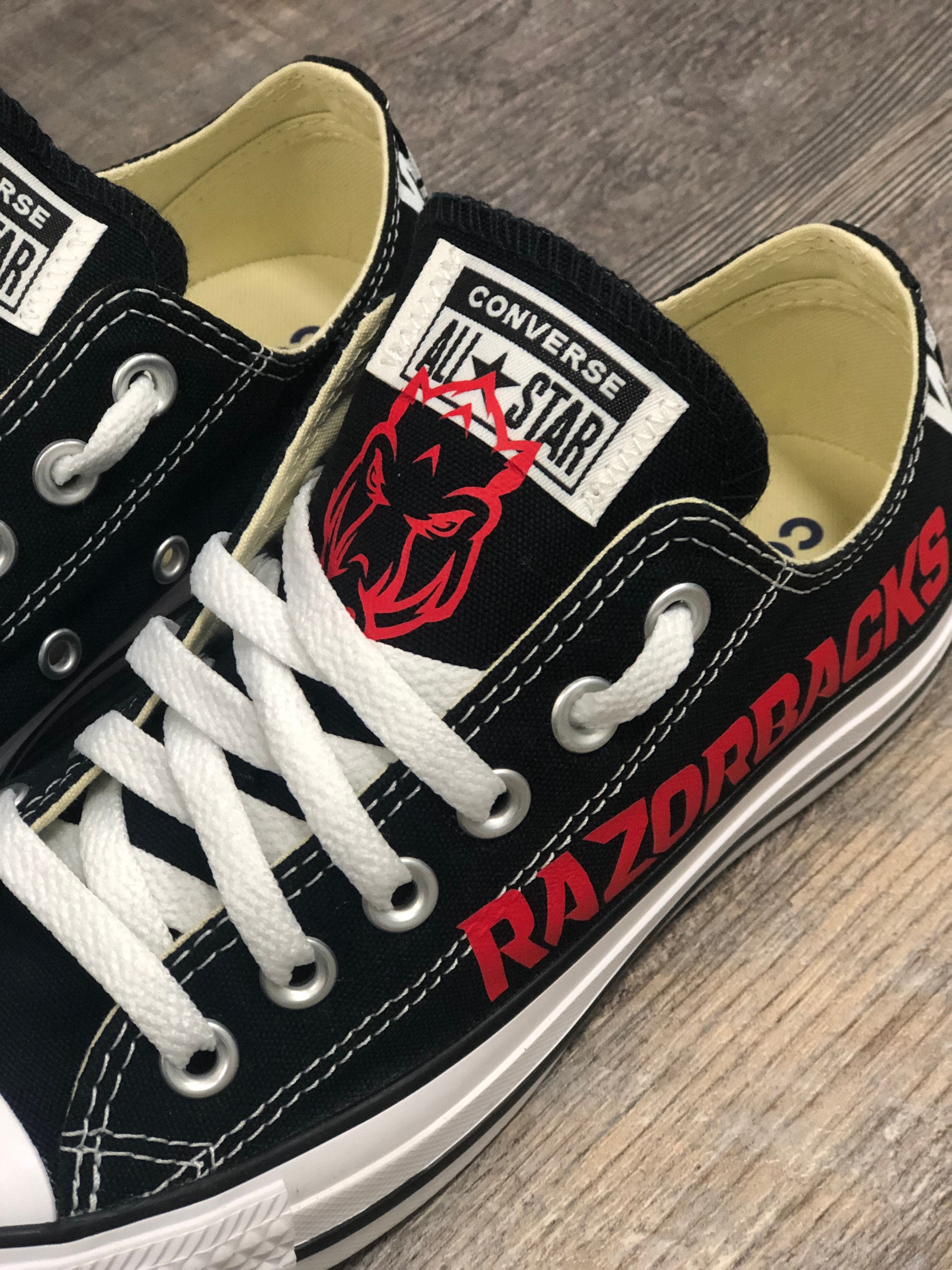 Arkansas Razorbacks Black Converse Woo Pig Converse - Etsy Arkansas Razorbacks Black Converse Woo Pig Converse - Etsy