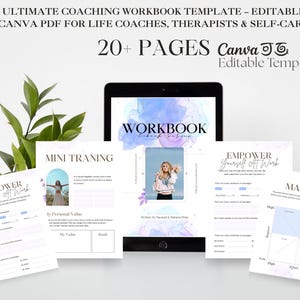 Editable Coaching Workbook Template - Canva PDF for Life Coaches, Therapists, Self-Care, Goals, Journaling