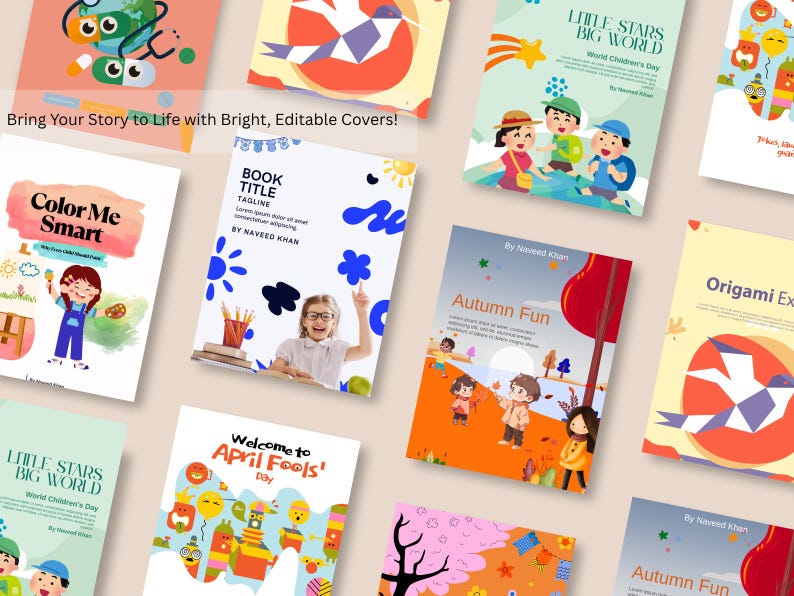 Editable Kids Book Cover | Canva Template | Printable & Digital ...