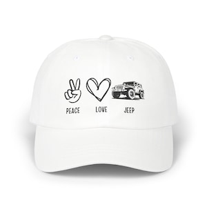 Peace Love Jeep Cap, Casual Hat, Gift for Jeep Lovers, Outdoor Adventures, Accessory
