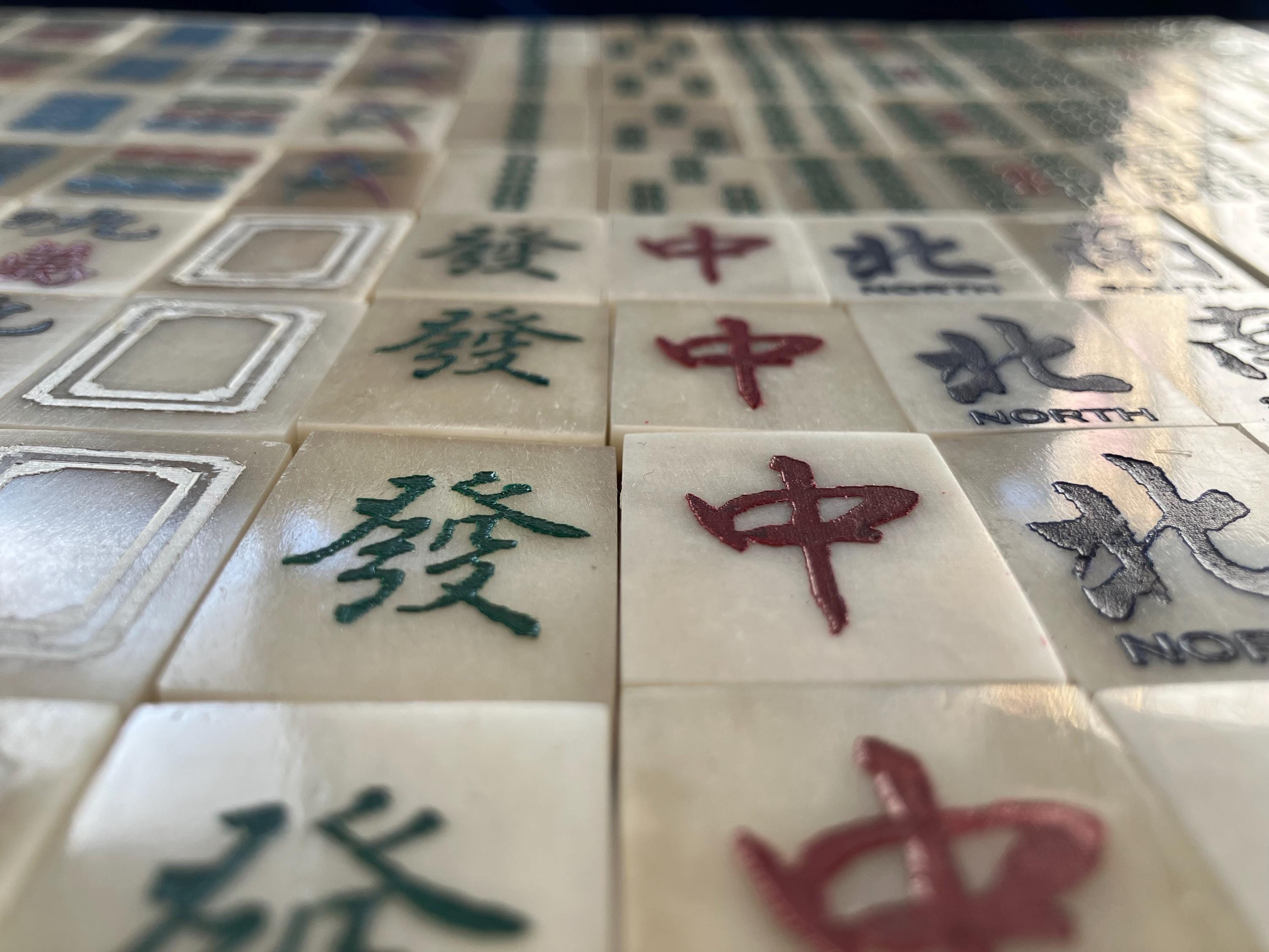 Newly made Mahjong set Bone and Bamboo