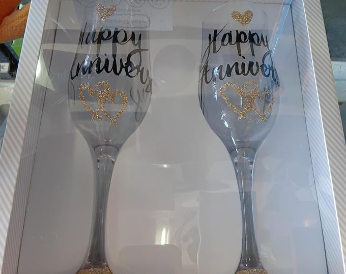 Wedding Anniversary Champagne Glasses
