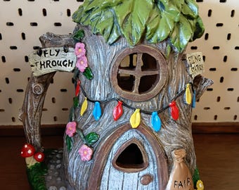 Fairy Tree House Ornament Hand-Painted Fairy Garden Decor Whimsical Cottage Figurine |Devonport Gifts
