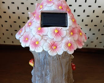 Fairy Flower Roof House Hand-Painted Tree Cottage Whimsical Fairy Garden Decor Devonport Gifts