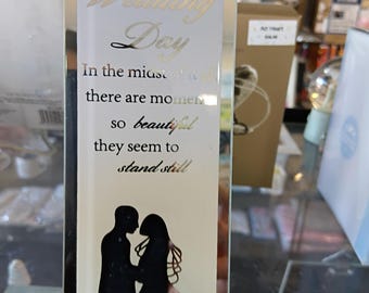 Mirrored Wedding Day Plaque | Romantic Wedding Gift  Sentimental Keepsake for Bride &Groom