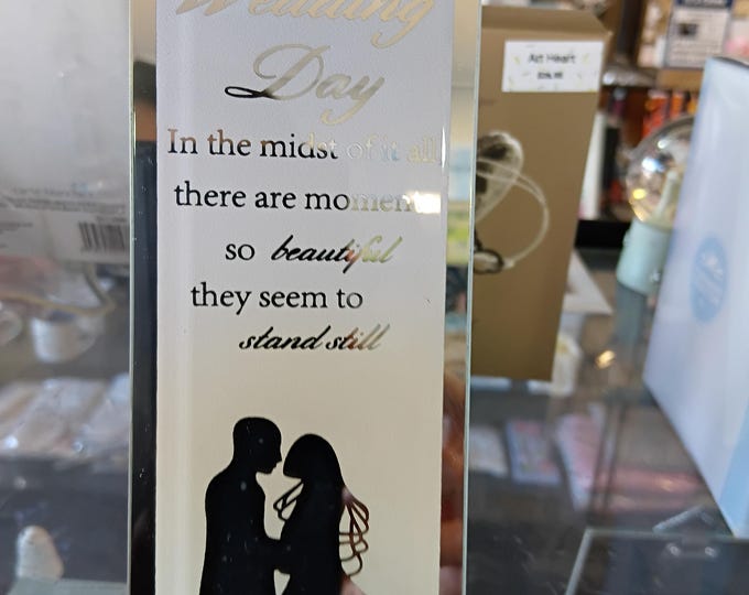 Mirrored Wedding Day Plaque | Romantic Wedding Gift  Sentimental Keepsake for Bride &Groom