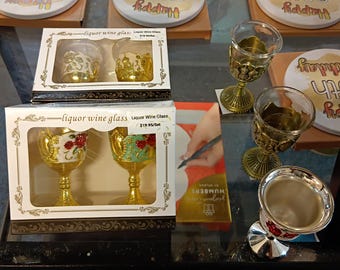 Ornate Liquor Wine Glass Set – Vintage-Inspired Elegance (Set of 2)