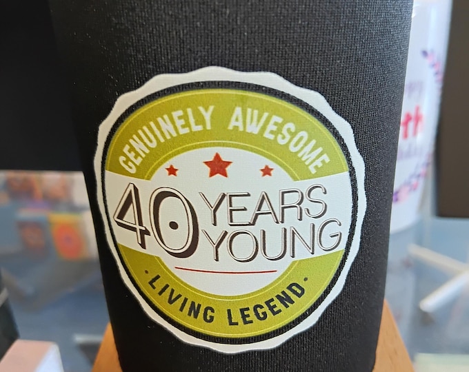 40yrs/55th/65th/75th/85th/90th Birthday Stubby Holder