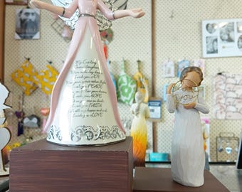 Pink Angel Figurine with Blessing Message