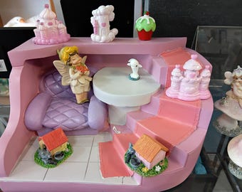 Fairy Tale Scene Figurine – Cute Fantasy Display with Fairy, Castle & Animals