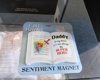 Daddy  Superhero Sentiment Magnet  Epic Books Fridge Magnet  Father’s Day or Birthday Gift