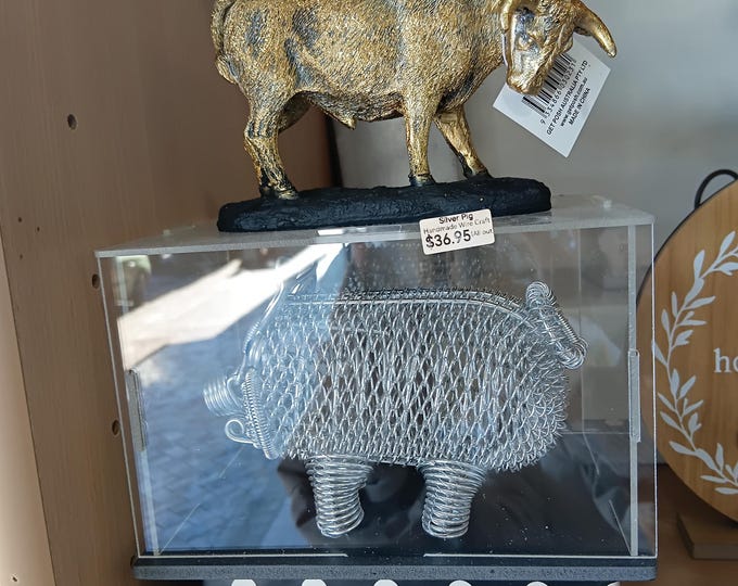 Silver Pig – Handmade Wire Craft Sculpture