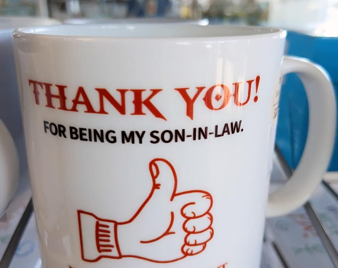 Funny Son-in-Law Mug – “Thank You” Punch Joke Gift | Sarcastic Coffee Cup for Son-in-Law | Gag Gift from In-Laws