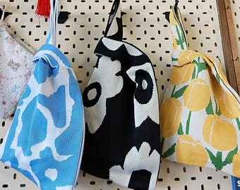 Japanese-Style Knot Bags – Bold Floral Prints