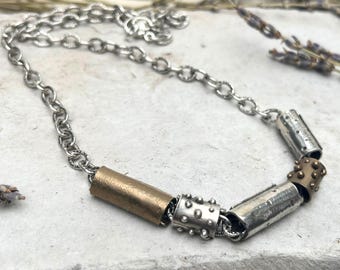 Statement Necklace | Silver and Bronze Handmade Necklace
