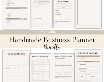 Done-For-You Handmade Business Planner Bundle | Trackers | Checklists | PLR + MRR | Editable Template | PDF | Instant Download