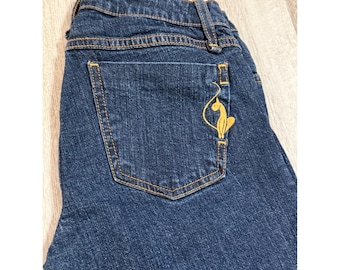 Phat Fashions Girls Jeans Blue Denim Bootcut Embroidered Cat Size 7
