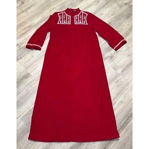Vintage Damen Robe sz Medium USA Hausmantel Duster Loungewear Valentine Rot