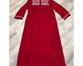 Vintage Womens Robe sz Medium USA Made Housecoat Duster Loungewear Valentine Red