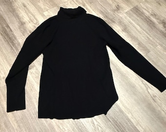 Coldwater Creek Black Ribbed Turtleneck Long Sleeve Top Women's Size Large