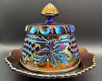 Northwood Grape and Cable Amethyst Covered Butter dish