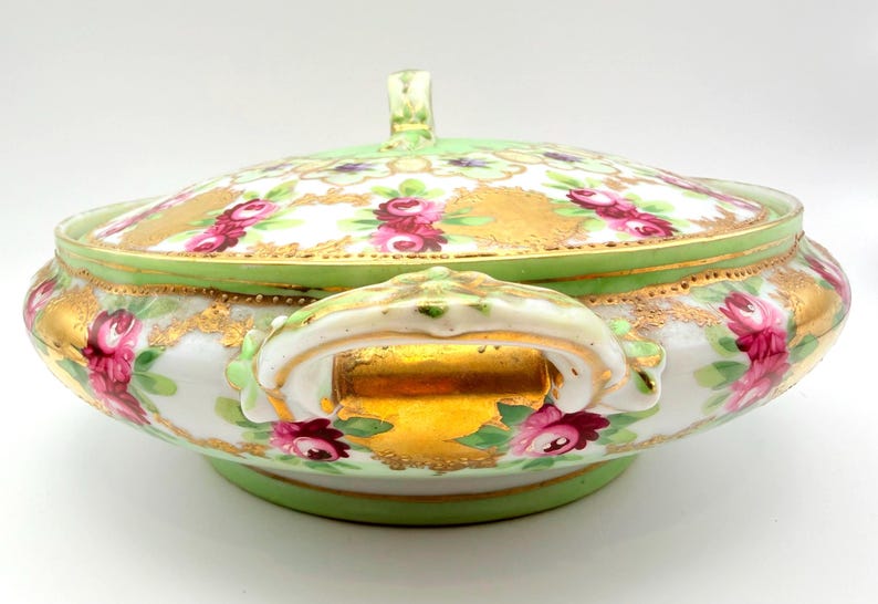 Early 1900s Unmarked Moriage Rare Covered Serving Dish image 3