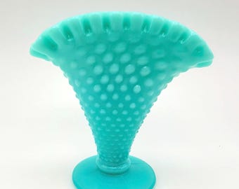 Fenton Pastel Turquoise Opalescent Fan Vase