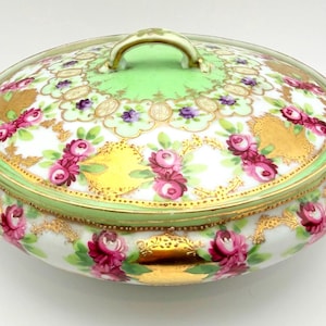 Early 1900s Unmarked Moriage Rare Covered Serving Dish image 2