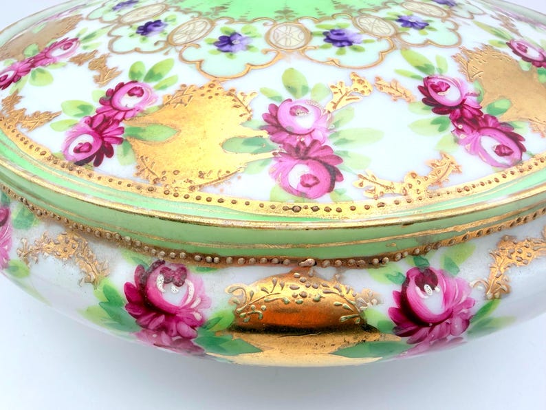 Early 1900s Unmarked Moriage Rare Covered Serving Dish image 6