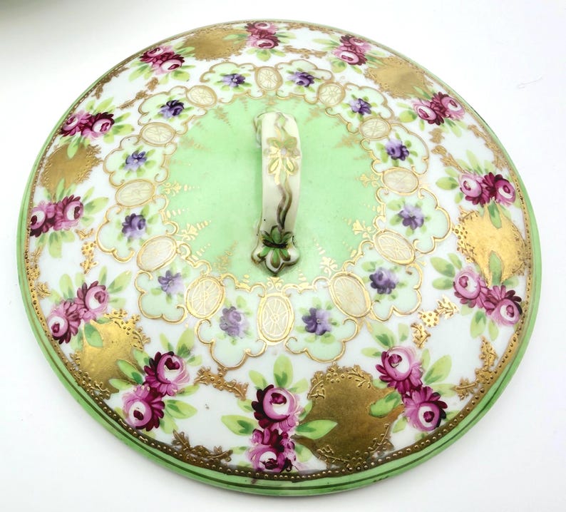 Early 1900s Unmarked Moriage Rare Covered Serving Dish image 7