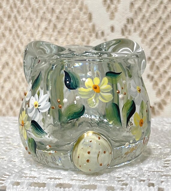 Fenton? Beautifully Hand Painted Bunny Candle Holder. - Etsy