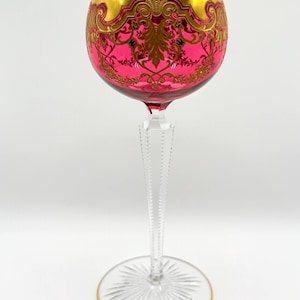 Antique Cranberry Venetian Crystal Wine Glass