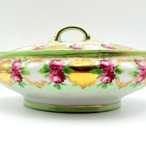 Early 1900s Unmarked Moriage Rare Covered Serving Dish image 1