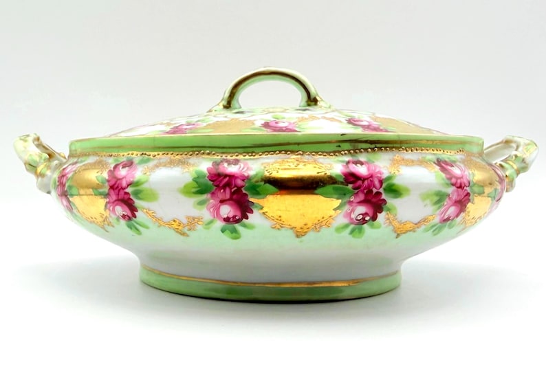 Early 1900s Unmarked Moriage Rare Covered Serving Dish image 1