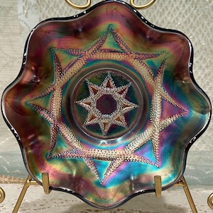Antique Carnival Glass Dugan Ski Star Bowl Rare