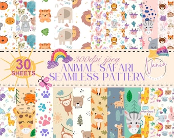 Carta digitale Groovy Safari Animal Print: Vintage Preppy (300 DPI, download digitale JPEG)