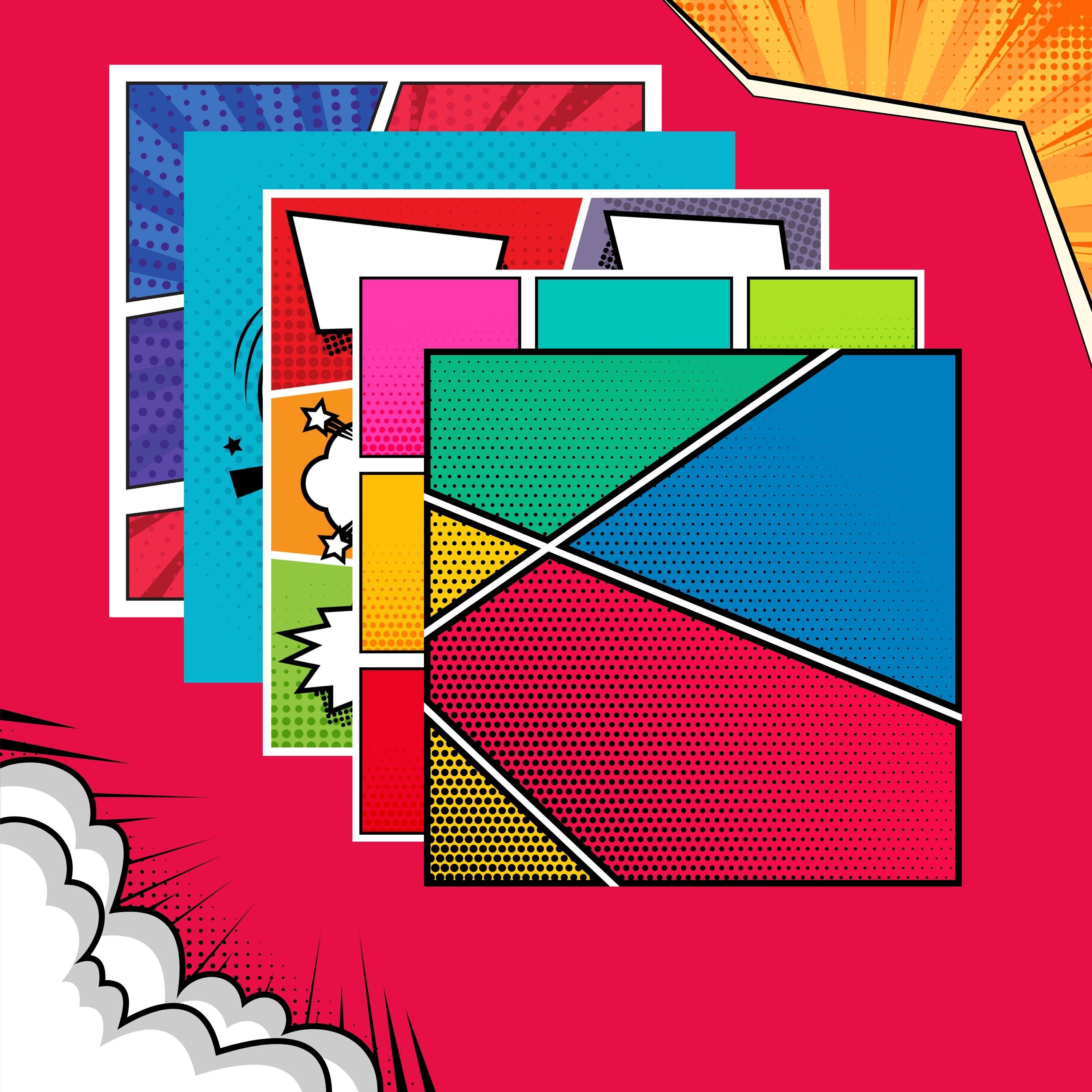 Comic Paper Comic Book Digital Papers: Super Hero Scrapbooking Backgrounds (300DPI ...