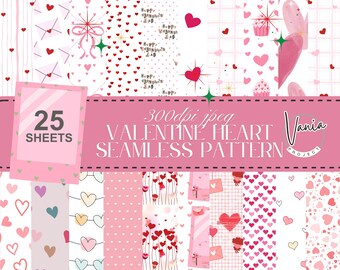 Valentine Heart Seamless Pattern : 25 heart design