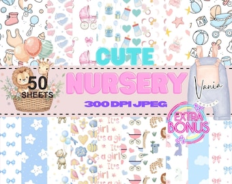 Carta per album di ritagli per la cameretta: 50 disegni + clipart BONUS (download digitale)