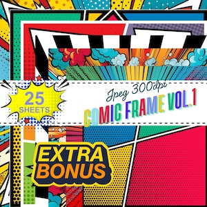 Papeles digitales de cómics: Fondos de superhéroes para scrapbooking (300 DPI, descarga digital)