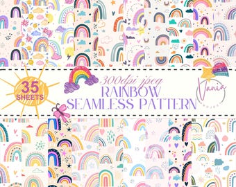 Fantasia arcobaleno senza soluzione di continuità: carta digitale vintage preppy (300 DPI, JPEG, download digitale)