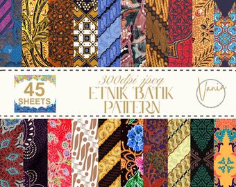 Batik Digital Paper: Ethnic Patterns for Scrapbooking (Digital Download, Commercial Use)
