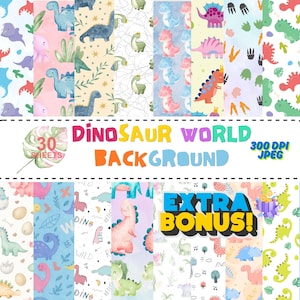 Dinosaurier Welt Digital Paper Pack: Jurassic Scrapbook Patterns (300DPI, digitaler Download