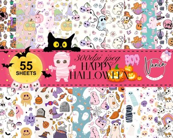 Happy Halloween Digital Paper Pack: 55 Seamless Patterns for Scrapbooking (300DPI) (Digital Download)