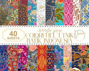 Colorful Indonesian Batik Patterns: Digital Scrapbook Paper (300DPI, Commercial Use)