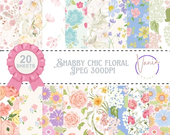 Shabby Chic Floral Digital Paper: Etnik Pattern (300DPI, Commercial Use)