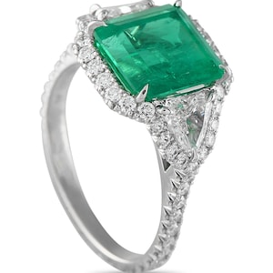 Authentic Vintage Kwiat Platinum 1.0ct Diamond and Emerald Ring