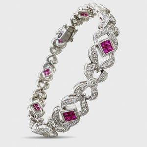 18K White Gold 2.0ct Diamond and 0.32ct Ruby Bracelet