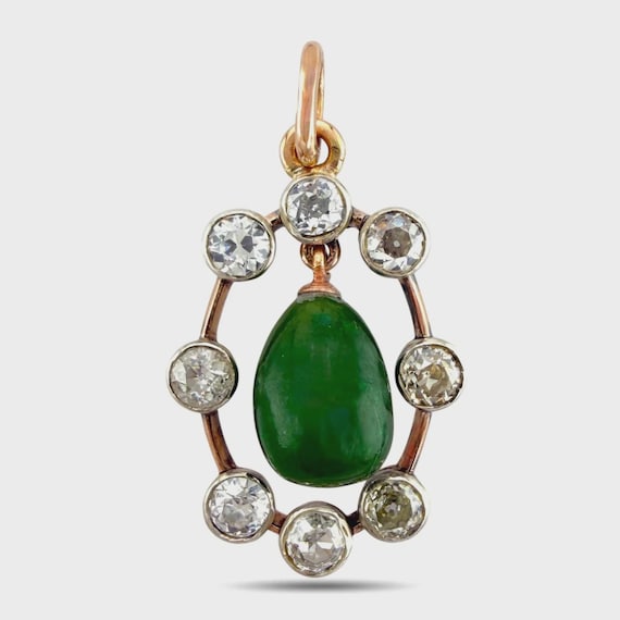 Imperial Russian Faberge 14K Rose Gold Imperial Russian 1.40ct Diamond Egg Pendant by Michael Perkhin